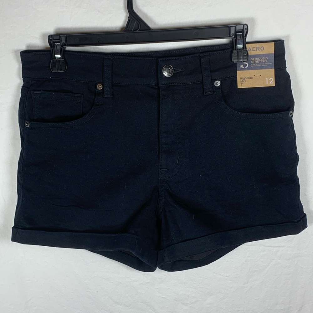 High Rise MIDI Jean Shorts black. Aeropostale. 3 inch in-seam. NWT